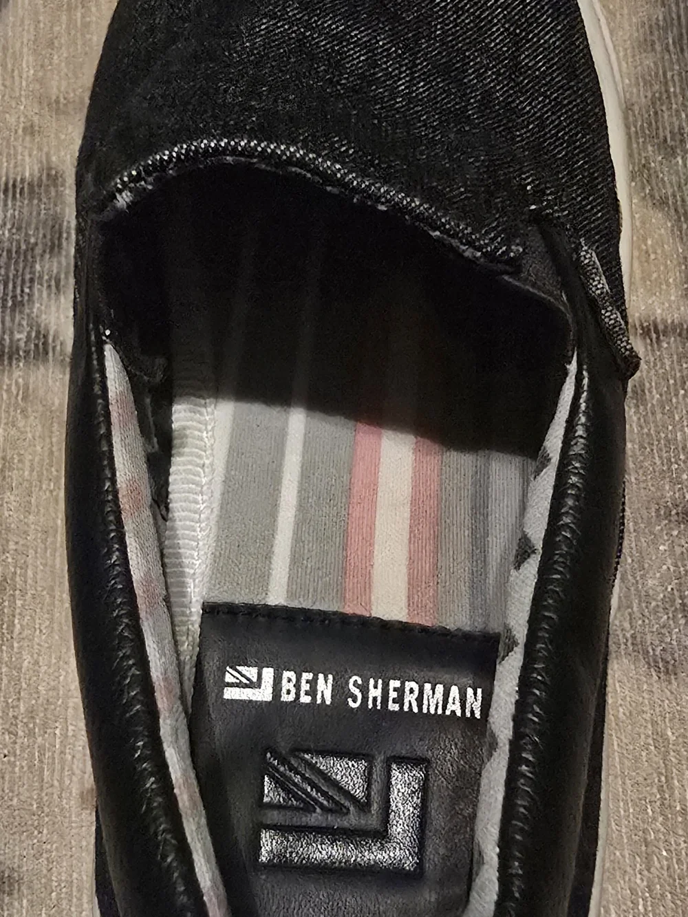 Ben Sherman Black Slip-On Kids Sneakers with White Sole